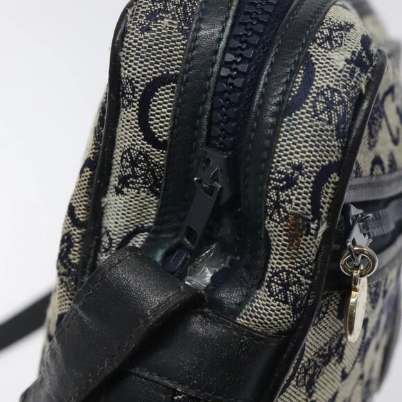 CELINE C Sulky Shoulder Bag Canvas Navy Gold - Picture 10 of 16